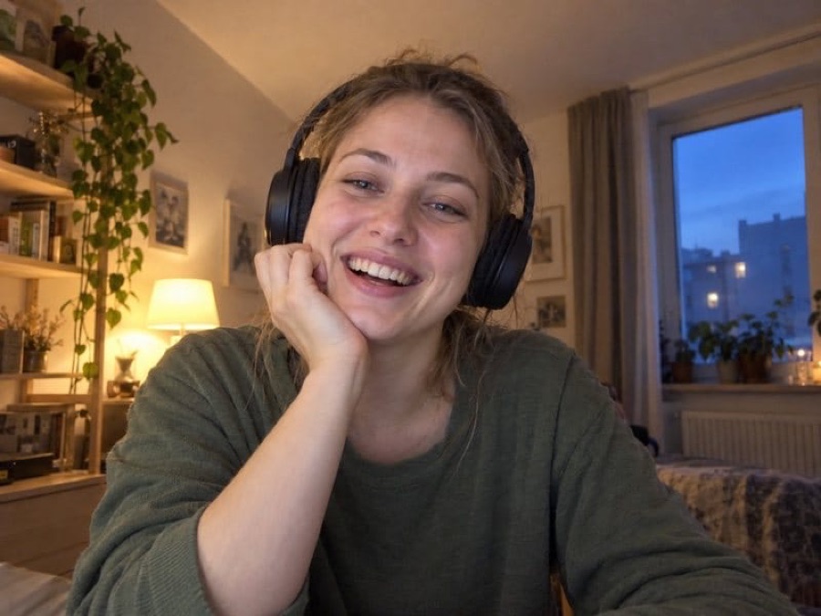 Student in a video lesson